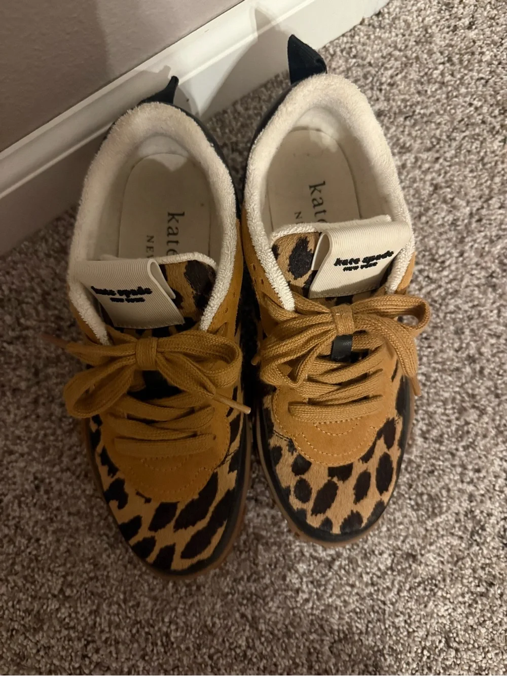 kate spade Leopard Print Sneakers in Tan and Black - Picture 2 of 5